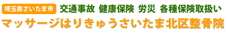 埼玉県さいたま市北区本郷町のマッサージ整体鍼灸整骨院・接骨院です。首､肩､腰､膝をはじめ､体の痛みやケガ､不定愁訴の施術をおこないます。交通事故によるむち打ちや腰痛の施術及び手続き対応いたします。交通事故、健康保険、労災、各種保険取扱、マッサージはりきゅうさいたま北区整骨院